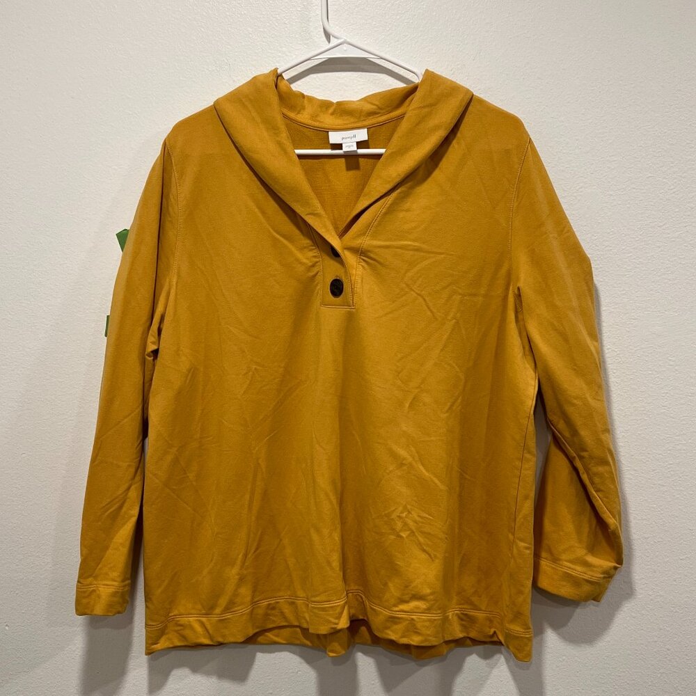 J.Jill Pure Jill Mustard Yellow Pullover Top Shawl Collar Size XL